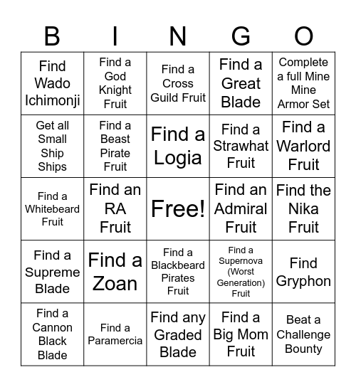 Mine Mine No Mi Bingo: Dire Edition Bingo Card