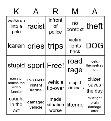 KARMA Bingo Card