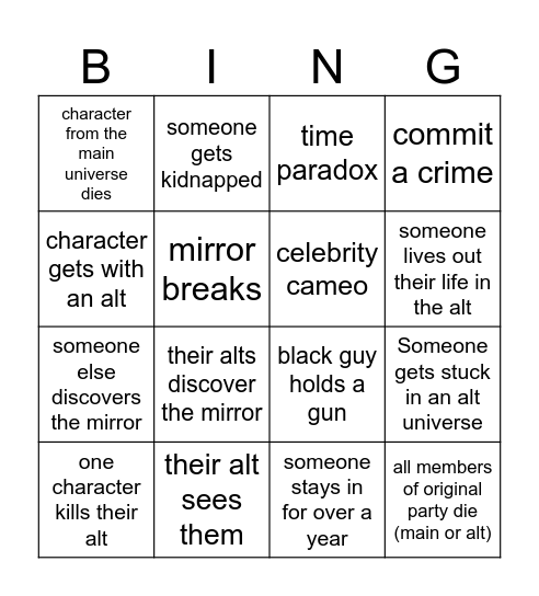Parallel Bingo Card