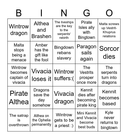 Liveships Bingo Card