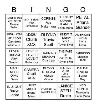 2026 Bingo Card