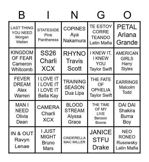 2026 Bingo Card
