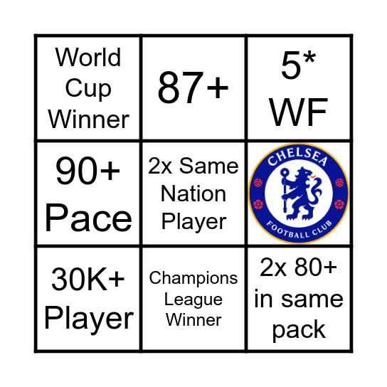 Pack Bingo Card