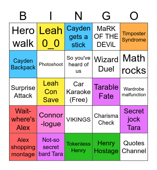 Ren Faire Bingo Card