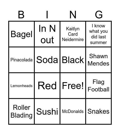 Kay's Birthday Bingo Card