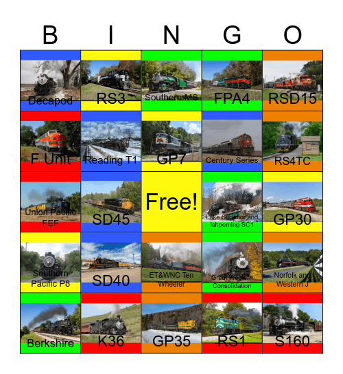 North Carolina's Tweetsie Railroad and other Heritage Railroads in the U.S.A that I can drive while Laurie passed away one day Bingo Card