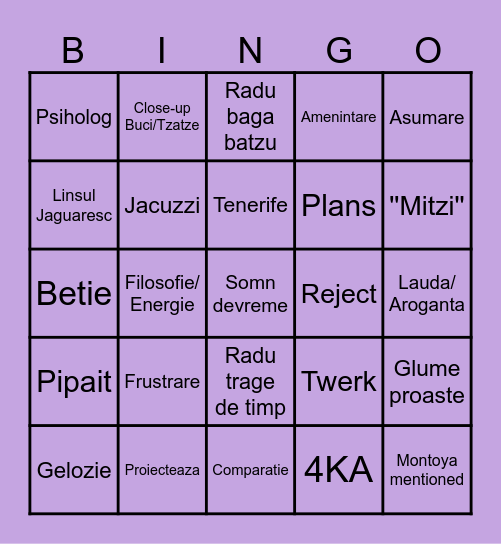 INSULA IUBIRII Bingo Card
