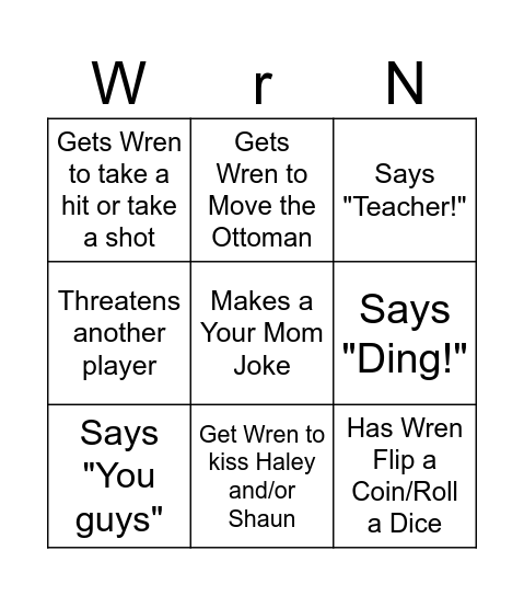 Wren Bingo Card