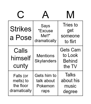 Cam Bingo Card