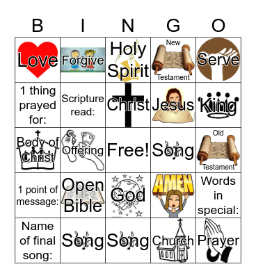 Church Bingo Card