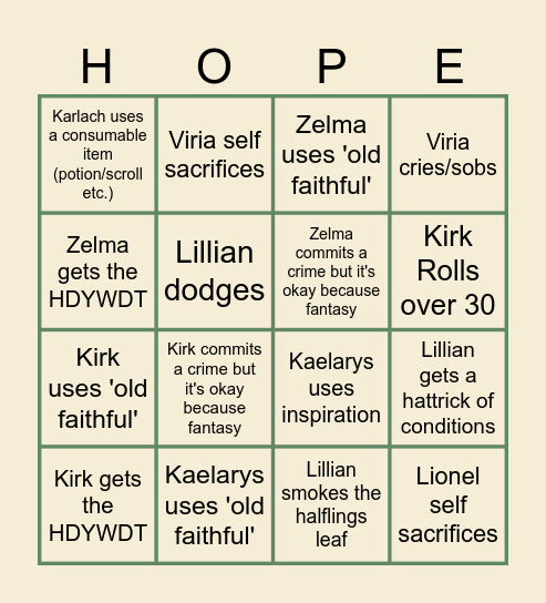 Conquest of the Realms - Online Bingo! Bingo Card