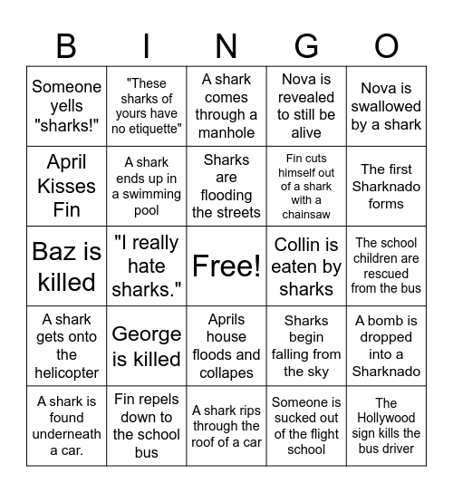 Sharknado BINGO! Bingo Card