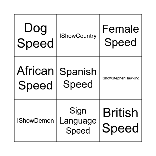 IShowSpeed Clone Bingo Card