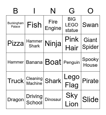 Legoland Bingo Card