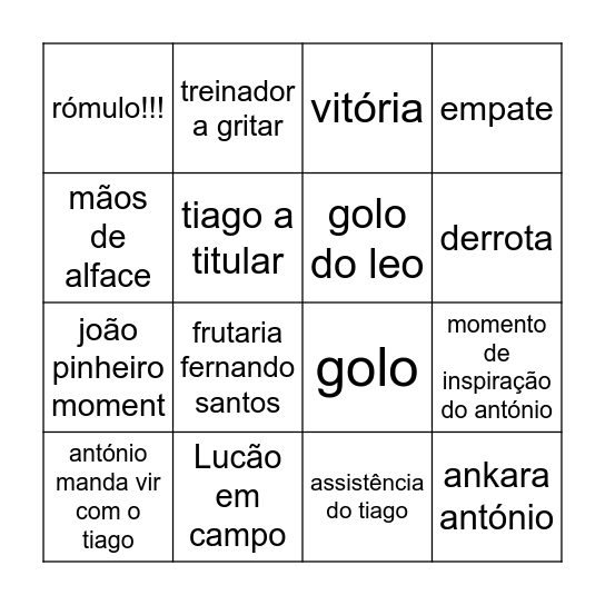 Bingo do Unidos Bingo Card