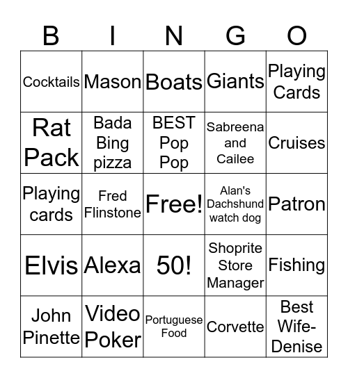 Happy 50th Birthday! Bingo Card