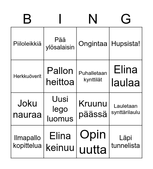 Synttäribingo Card