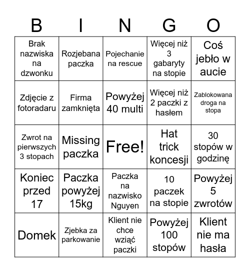 Amazon Bingo Card