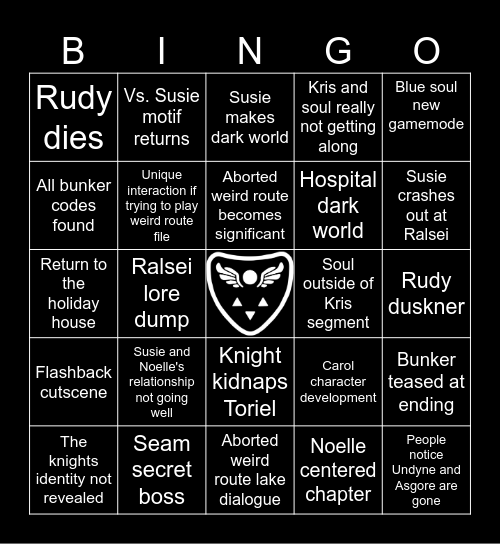 Deltarune Chapter 6 Bingo Card