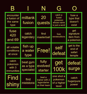 pokemon bingo Card
