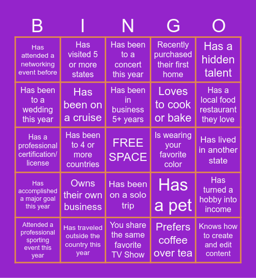 Business Mixer - "Find Someone Who" Bingo Card