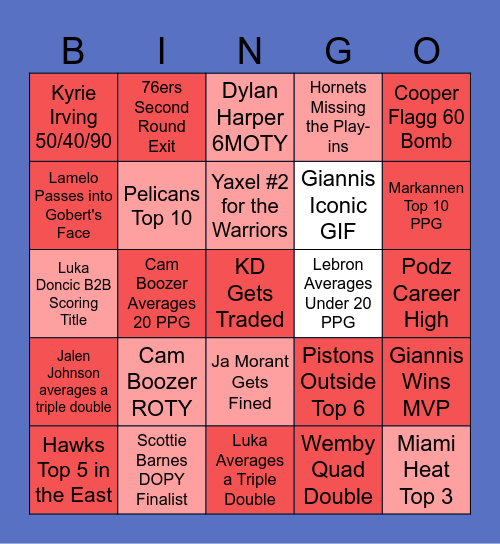 NBA 26-27 Bingo Card