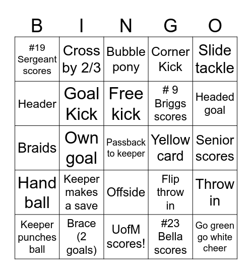 Jags u13 Girls Bingo! Bingo Card