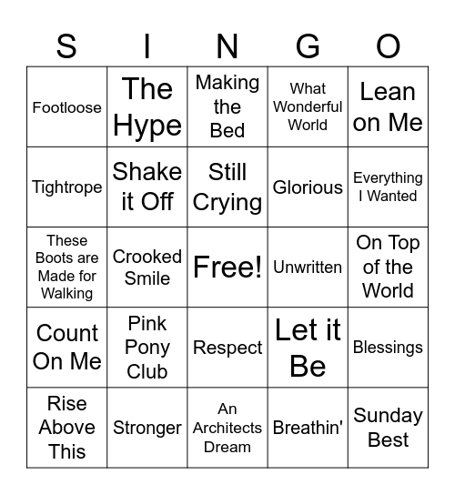 Coping Skills ABH Bingo Card