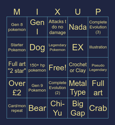 Pitch Black Bingo Card