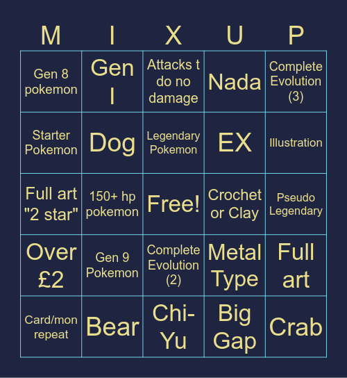 Pitch Black Bingo Card