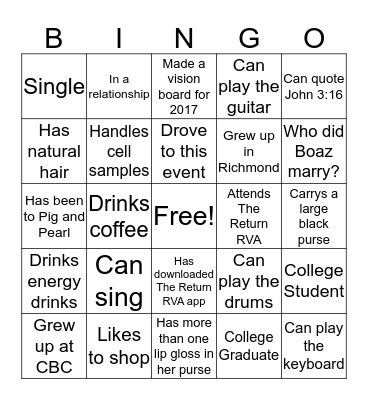 Girl Talk RVA Bingo Card