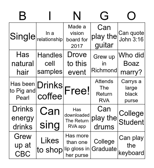 Girl Talk RVA Bingo Card