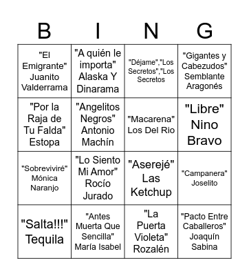 BINGO MUSICAL Bingo Card