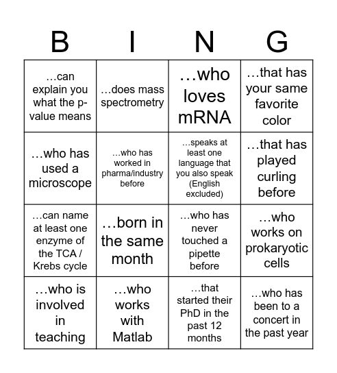 Find someone... Bingo Card