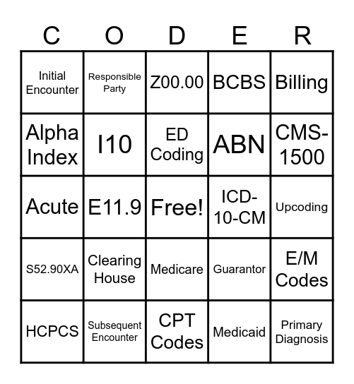 AAPC Kalispell MT Chapter Bingo Card