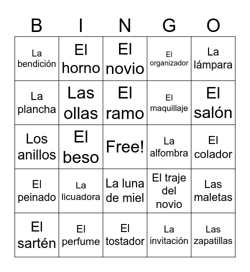 BINGO Despedida de Soltera Bingo Card