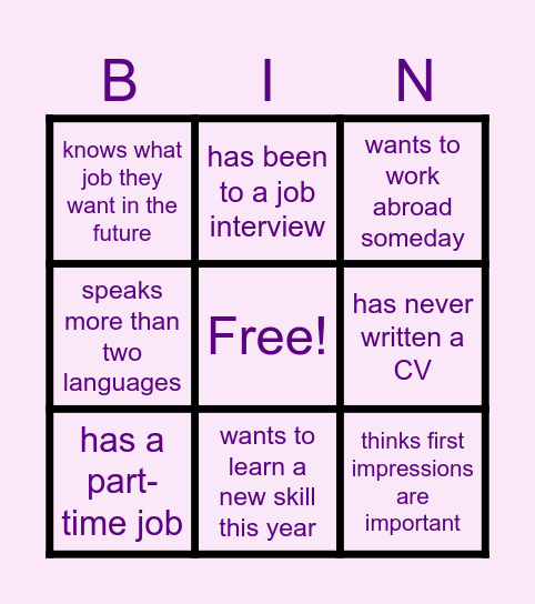 Find someone WHO Bingo Card
