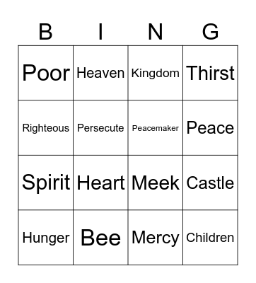 Beatitudes Test 4 Bingo Card