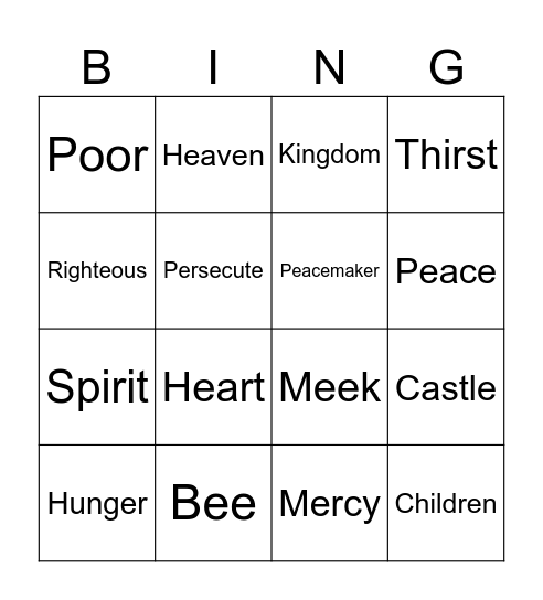 Beatitudes Test 4 Bingo Card