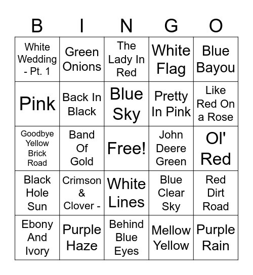 Colors Bingo Card
