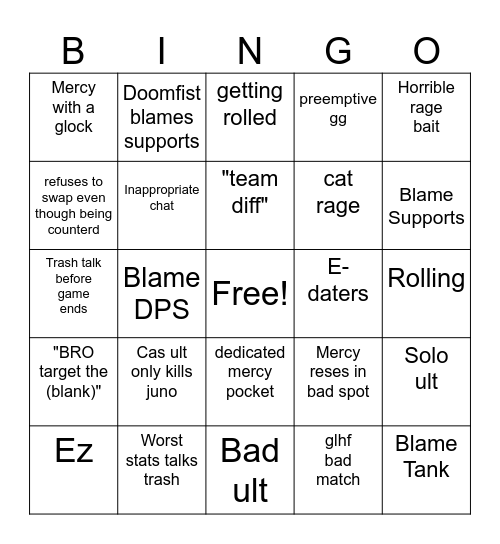 Overwatch Bingo Card