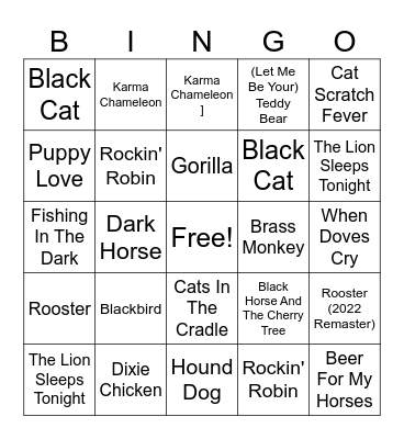 animals Bingo Card