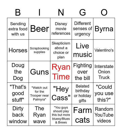 Apple Jack Weekend Bingo Card