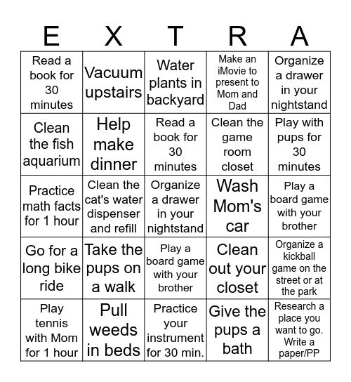 SUMMER ACTIVITIES Bingo Card