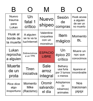 Bingo Maldición de Strahdt Bingo Card