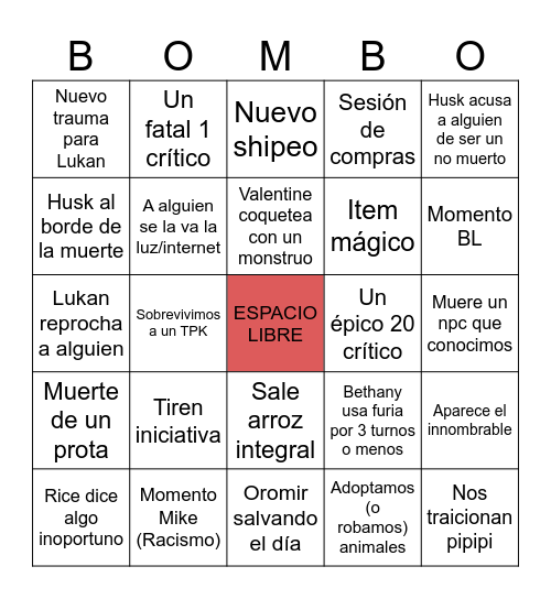 Bingo Maldición de Strahdt Bingo Card