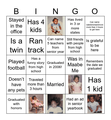 Class of 06 20th reunion Bingo Card