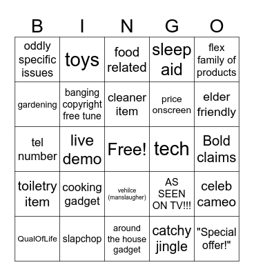 Infomercial BINGO Card