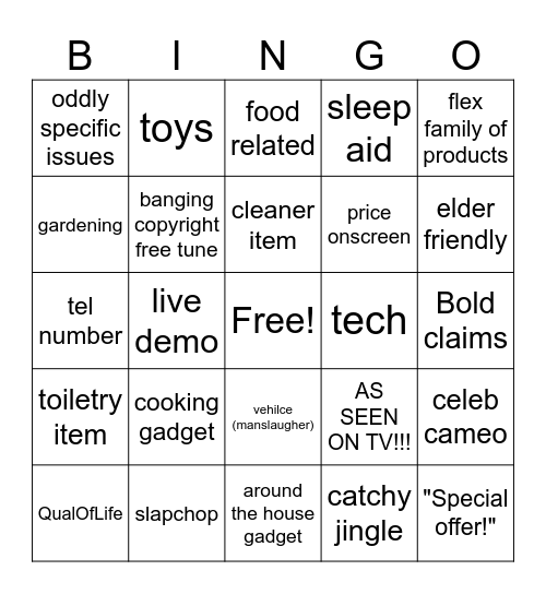 Infomercial BINGO Card