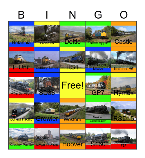 The Shasta Sunset Dinner Train and other Passenger and Excursion Trains that I would like to film while Laurie passed away one day Bingo Card